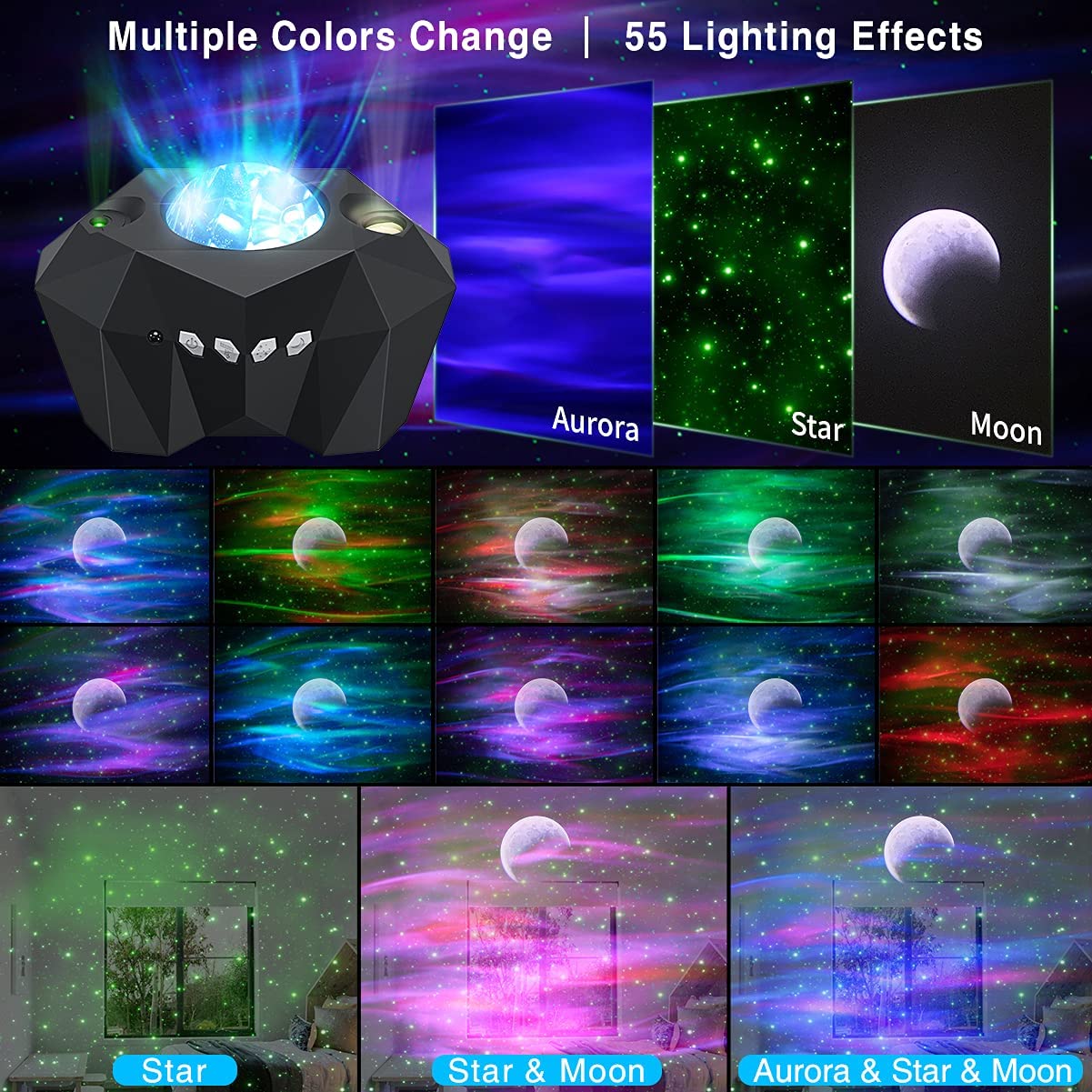 Northern Lights Star Projector w/ Music sync