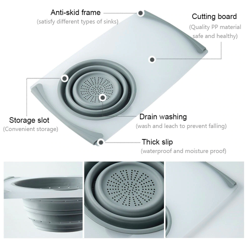 Kitchen Plastic Chopping Board with Strainer