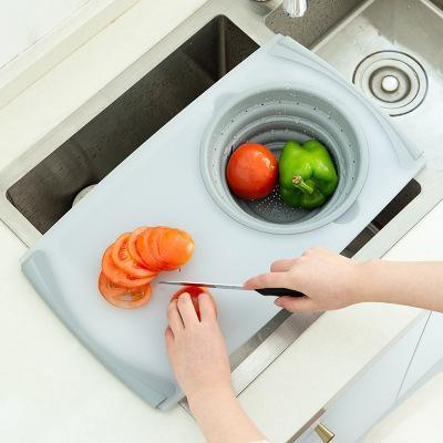 Kitchen Plastic Chopping Board with Strainer